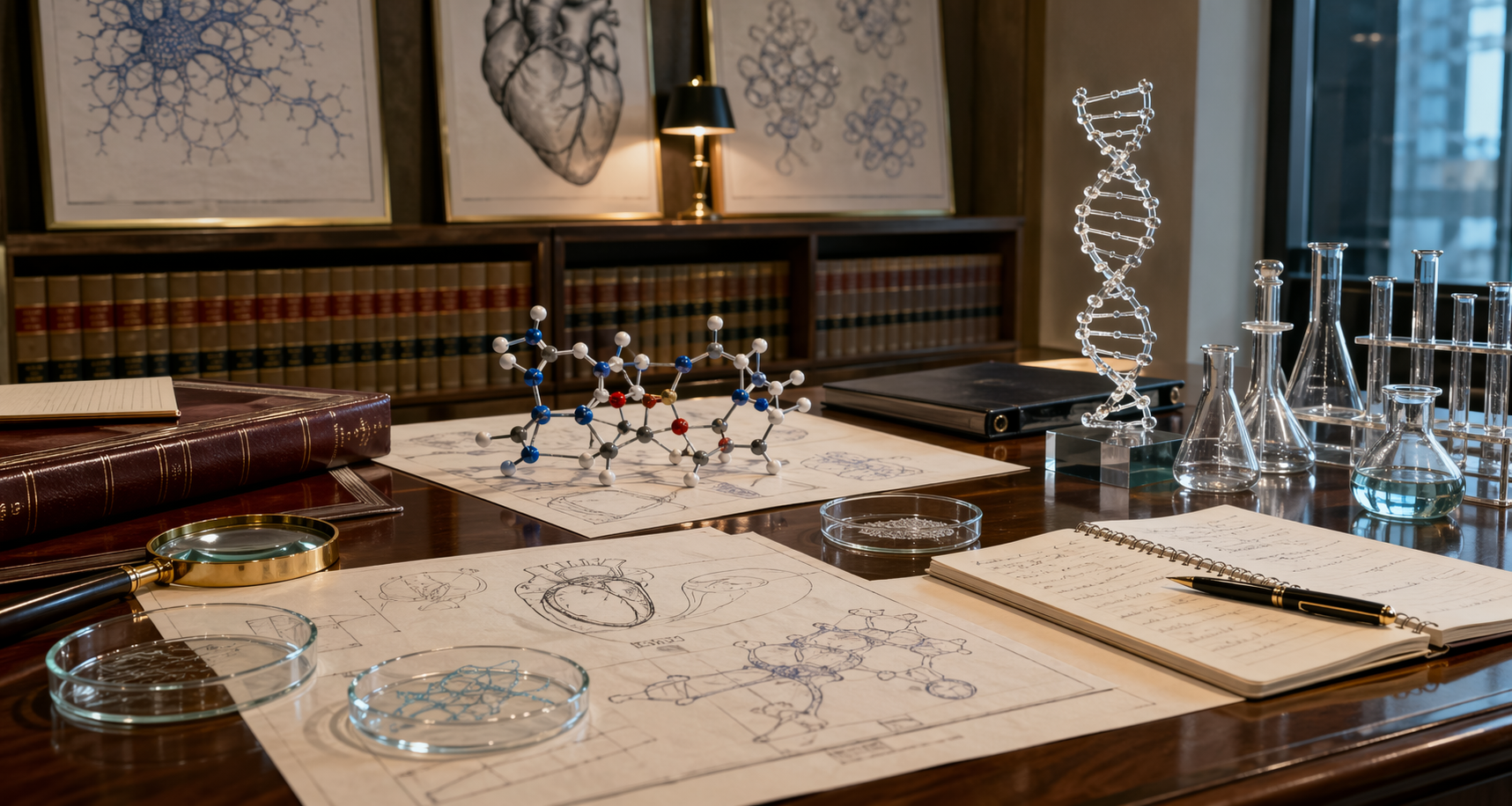 Biotechnology and life sciences materials arranged in a formal research-style editorial composition