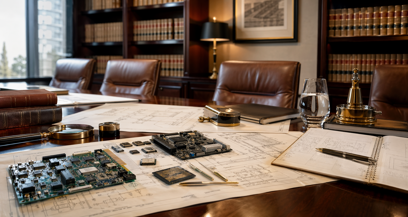 Electronics and semiconductor materials arranged for technical and legal review